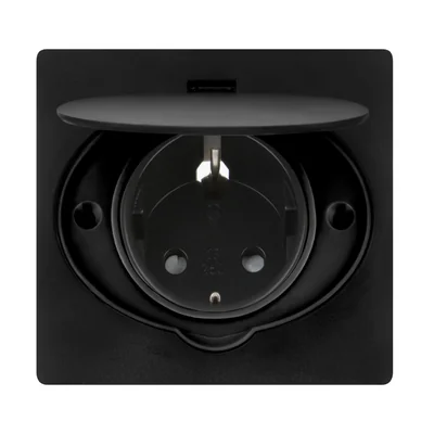 Presa elettrica ermetica, IP44, 1x2P+Z (Schuko), nera