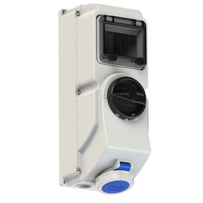 Presa fissa con interruttore 16A 2P+Z 230V 50/60Hz 6h IP67