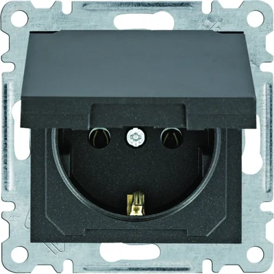 Presa LUMINA SCHUKO con coperchio, nera