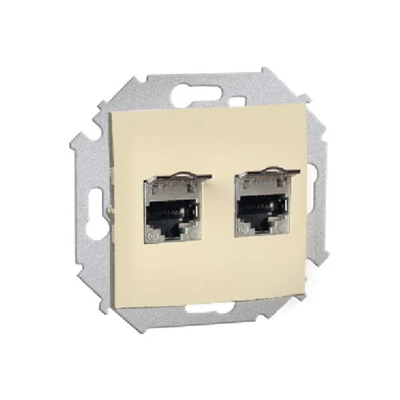 Presa per computer RJ45 con doppia schermatura, categoria 5e, con copertura antipolvere (modulo) beige