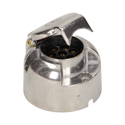 Presa per rimorchio auto, alluminio, 7 poli, 12/24V, argento