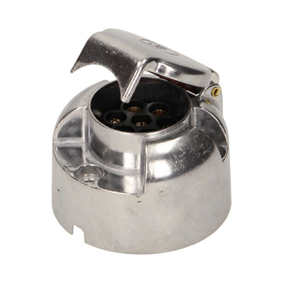 Presa per rimorchio auto, alluminio, 7 poli, 12/24V, argento