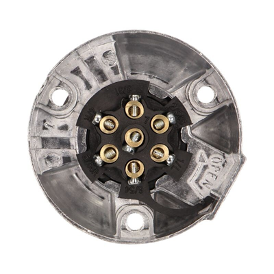 Presa per rimorchio auto, alluminio, 7 poli, 12/24V, argento