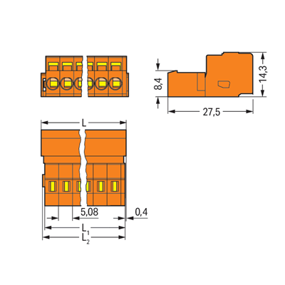 Presa pin raster da 5,08 mm, 8 tracce