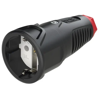 Presa portatile monofase in gomma con protezione laterale VDE 10/16A 2 P+Z