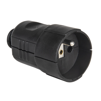 Presa portatile monofase in plastica 10/16A IP20 2P+Z con spinotto nero
