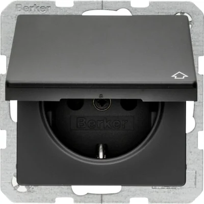 Presa Q.x SCHUKO con coperchio, velluto antracite