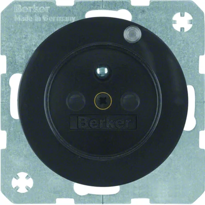 Presa R.1 con messa a terra e indicatore LED nero lucido