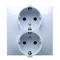 Presa Schuko con doppio otturatore 16A, 250V, morsetti a vite, argento (metallizzato)