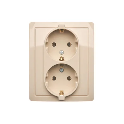 Presa Schuko doppia con messa a terra, beige
