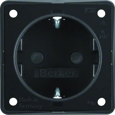 Presa SCHUKO INTEGRO FLOW con protezione contatti maggiorata, nero opaco
