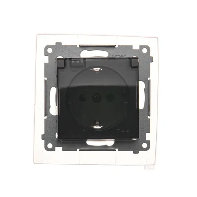 Presa Schuko per versione IP44 con tapparelle e guarnizione cornice (modulo) 230V, antracite metallizzato