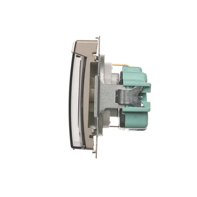 Presa Schuko Simon Basic WMBW-53111x-H011 per versione IP44 con otturatori (modulo) 16A, 250V~, morsetti a vite; satinata. Sportellino trasparente.