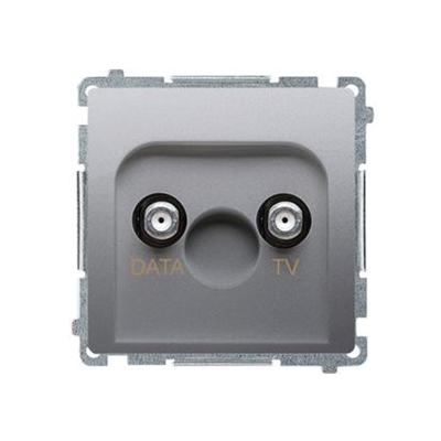 Presa SIMON BASIC TV-DATA due porte di uscita tipo "F" (modulo) 5-1000 MHz argento opaco