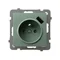Presa singola AS con messa a terra e otturatori del percorso della corrente con caricabatterie USB, verde opaco