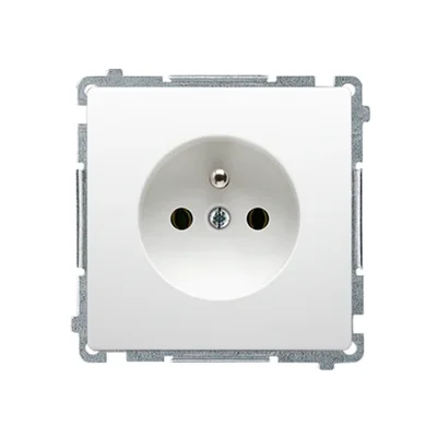 Presa singola con messa a terra (modulo) 16A 250V con serrande del percorso corrente, connettori rapidi bianchi