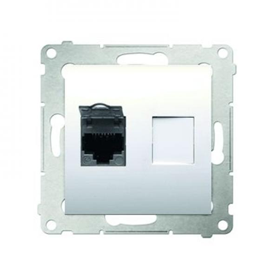 Presa singola per computer RJ45 categoria 6, schermata, con copertura antipolvere (modulo) crema