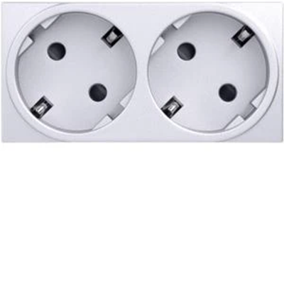 Presa SYSTO, passante SCHUKO, 2x(2P+Z), autobloccante, protezione anti-touch, 4 moduli, 16A/230V, alluminio