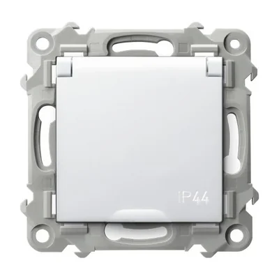 Presa SZAFIR resistente agli spruzzi con messa a terra IP-44, coperchio in tinta con il prodotto - bianco