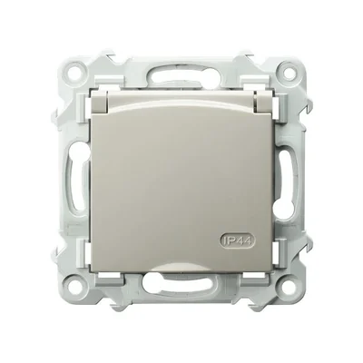 Presa SZAFIR resistente agli spruzzi con messa a terra IP-44, coperchio nel colore del prodotto - beige cashmere