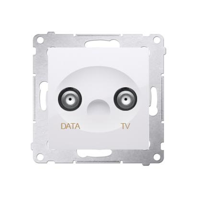 Presa TV-DATA, due porte di uscita (modulo) tipo "F", colore bianco