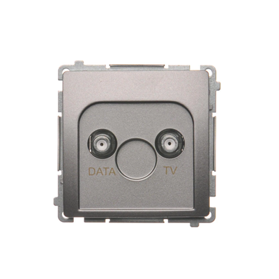 Presa TV-DATA, due porte di uscita tipo "F" (modulo), inox metallico