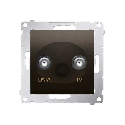 Presa TV-DATA, due porte di uscita tipo "F" (modulo), marrone opaco metallizzato