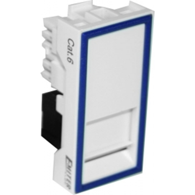 Presa UTP RJ45 cat.6 con adattatore, 1 modulo, bianca, bassa