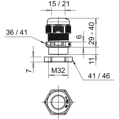Pressacavo V-TEC VM32+ LGR con dado di bloccaggio