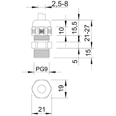 Presse-étoupe V-TEC L PG9 LGR avec filetage de raccordement long