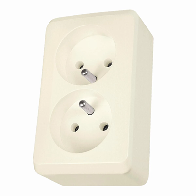 Prima Double socket 2p+PE beige