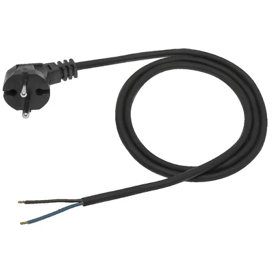 Připojovací kabel s lisovanou úhlovou zástrčkou, černý, 250V~/16A, PVC, 2x1,5mm² - 3m, PZ1,5-3-2