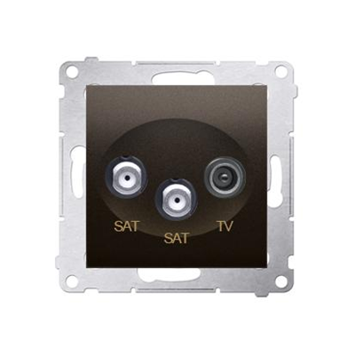 Prise antenne satellite double SAT-SAT-RTV (module) bronze métallisé mat