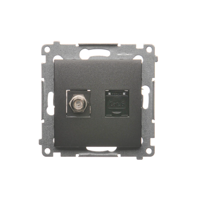 Prise antenne SIMON 54 type "F" + RJ45 catégorie 6 (module) anthracite