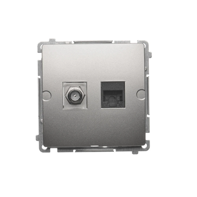 Prise antenne SIMON BASIC type "F" + ordinateur RJ45 catégorie 6 métallisé satiné