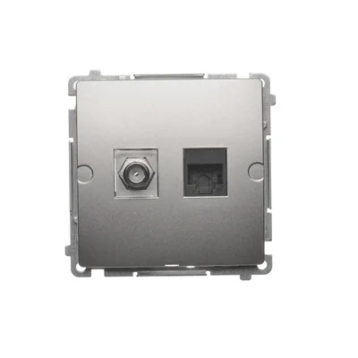 Prise antenne SIMON BASIC type "F" + ordinateur RJ45 catégorie 6 métallisé satiné