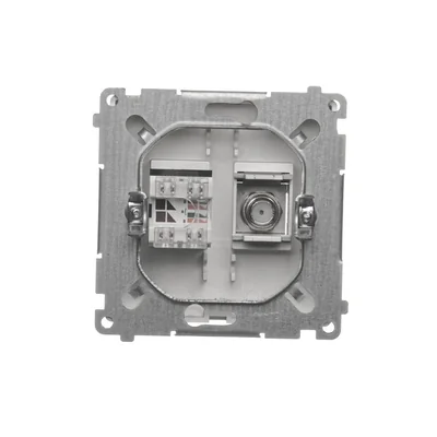 Prise antenne SIMON BASIC type "F" + ordinateur RJ45 catégorie 6 métallisé satiné