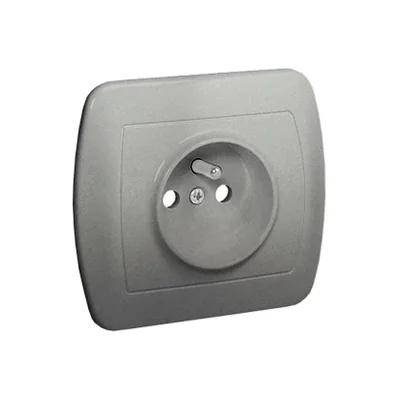 Prise avec mise à la terre, avec obturateurs pour chemins de courant, 16A, 250V, bornes à vis, argent (métallique)