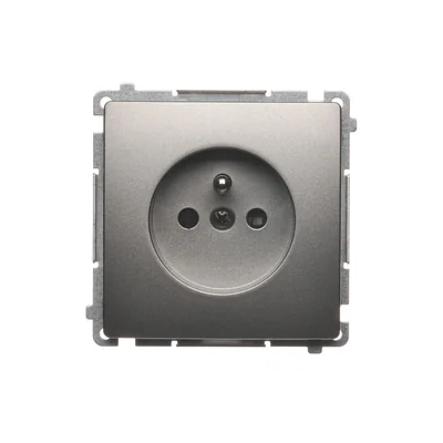 Prise avec mise à la terre (module), avec obturateurs pour chemins de courant, 16A, 250V, bornes à vis, satin (métallique)