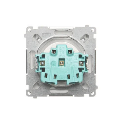 Prise avec mise à la terre (module), avec obturateurs pour chemins de courant, étanche aux projections d'eau IP44, 16A, 250V, bornes à vis, blanc