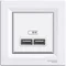 Prise chargeur USB 2.1A avec cadre, blanc