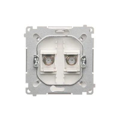 Prise d'antenne double de type F, blanche