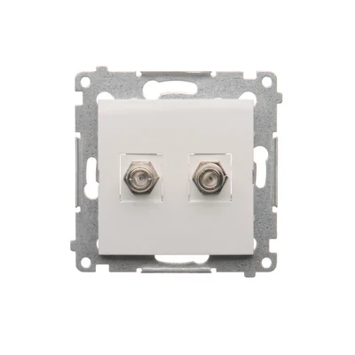 Prise d'antenne double SIMON 54 type "F" (module) blanc