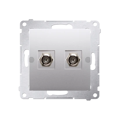 Prise d'antenne double type SIMON 54 "F" (module) argent mat