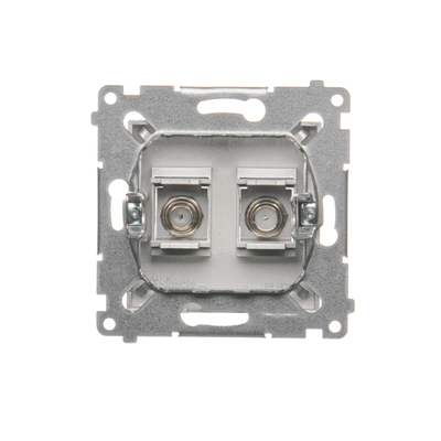 Prise d'antenne double type SIMON 54 "F" (module) argent mat