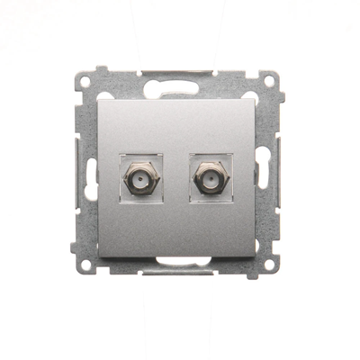 Prise d'antenne double type SIMON 54 "F" (module) argent mat