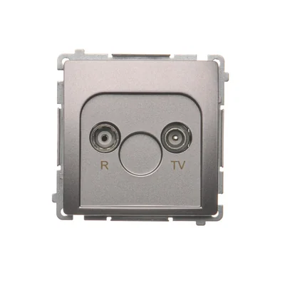 Prise d'antenne R-TV traversante (module) atténuation 10dB inox (métallique)