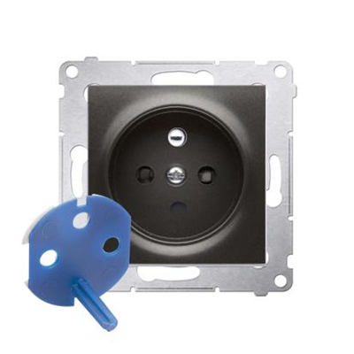 Prise DATA avec clé d'autorisation (module) 16A 250V bornes à vis anthracite (métallique)