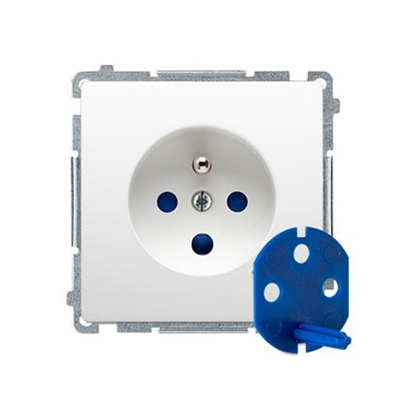 Prise DATA avec mise à la terre et clé d'autorisation (module) 16A 250V blanc