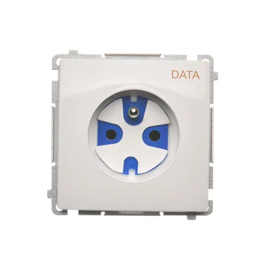 Prise DATA avec mise à la terre et clé d'autorisation (module) 16A 250V blanc